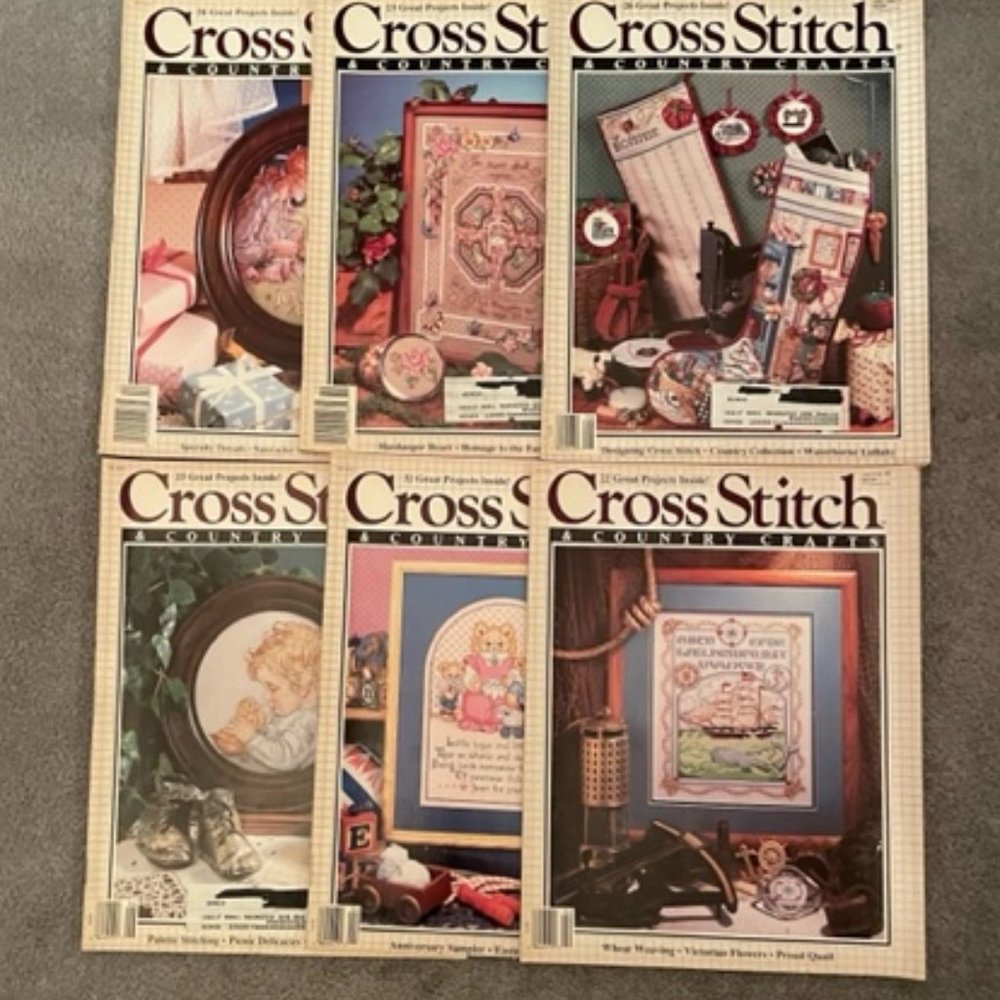 1989 Full Year Vintage Cross Stitch & Country Crafts mags Bundle